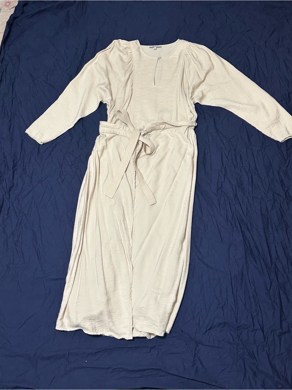 Madewell Cream Long Sleeve Tie-Waist Maxi Dress